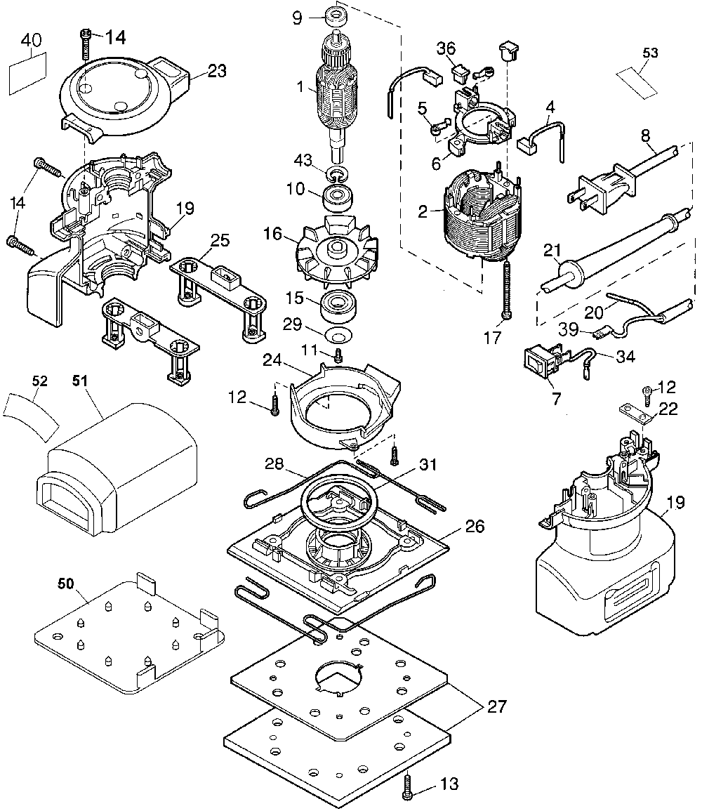 Page A Diagram and Parts List for 380 Type 2 Porter Cable Sander